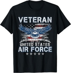 Proud US Air Force Veteran USA Flag Patriotic Vintage Mens T-Shirt