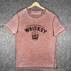 Lucky Brand Venice Burnout T-Shirt Men’s Medium Short Sleeve Red Whiskey Alcohol
