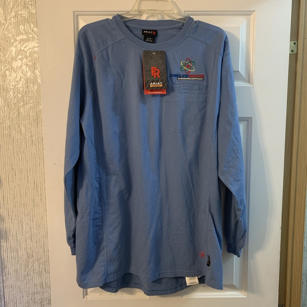 Ariat FR Shirt Mens Long Sleeve CAT 2 2112 Cotton Workwear XL Steel Blue NWT’s
