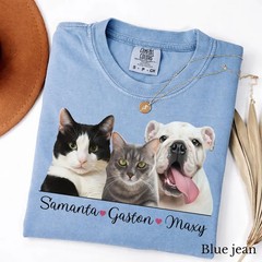 Personalized Pet Photo Comfort Tee Custom Dog Cat Lover