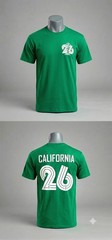 Green “California 26” Graphic Print Crew Neck Short Sleeve T-Shirt L Unisex