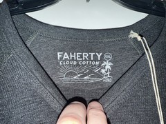 Faherty Men’s Long Sleeve Cloud Waffle Crew, Charcoal Heather, XXL