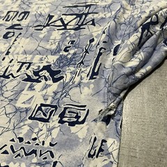 Vintage FRANK Abstract All Over Print Blue/White 80s Distressed Boho Zen T Shirt