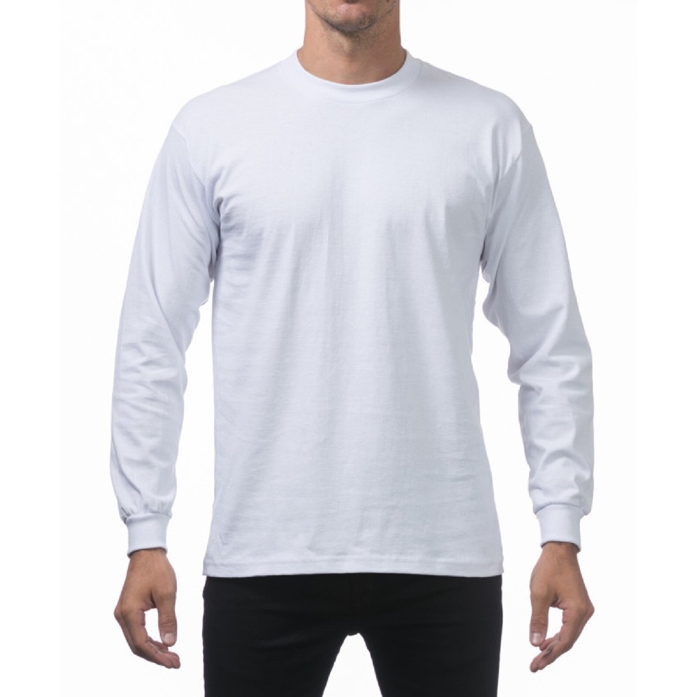 3 PACK PROCLUB MENS HEAVYWEIGHT LONG SLEEVE T SHIRTS PRO CLUB CASUAL COTTON TEE