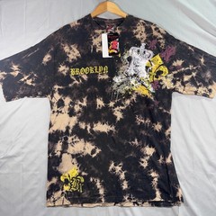Brooklyn Xpress Bleach Wash T-Shirt Men’s XL Crown Skull Fleur De Lis Graphic