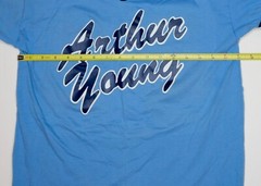 Vtg 80s Arthur Young #22 Men’s T-Shirt Blue Athletic Ringer Stripes Mesh Sz M