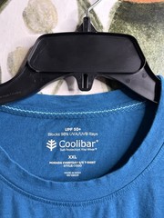 Coolibar 2XL Mens Morada Everyday Short Sleeve Shirt UPF 50+ Teal Blue