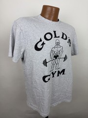 Golds Gym Shirt Mens Medium Heather Gray T-shirt Weightlifting Gym Body Building