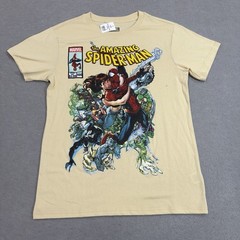 Marvel Spider-Man Shirt Mens Large Tan Graphic Comic Book Tee Short Sleeve NEW