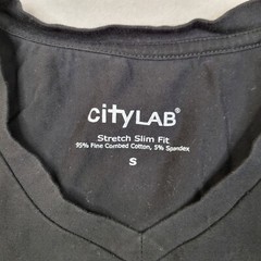City Lab Shirt Men Small Short Sleeve V-Neck Basic Black Stretch Slim Fit Adult