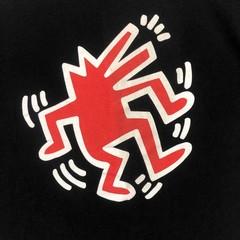 Keith Haring Barking Dog Graphic T-Shirt Black Red White Pop Art Mens Medium