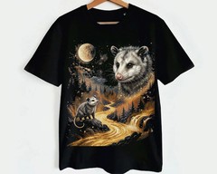 Comfort Tee Opossum Howling Moon Animal Graphic Tee Shirt