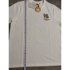 Common People Mens Size L Palms Print Tee Ecru Caribbean Surf Co Graphic Beach