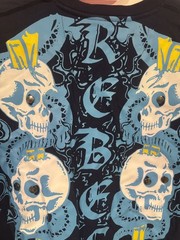 Blac Label Navy Blue V Neck Tee Y2K Vintage Print on Both Sides Ready To Die