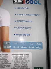 3 pk 32* COOL CREW NECK Short sleeve Black / White under shirt Q-Dry + Repacks