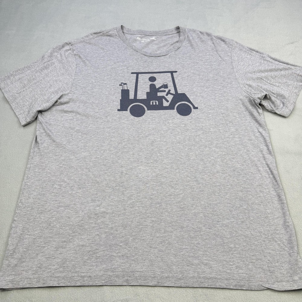 Travis Mathew Shirt Mens 2XL Gray Golf Cart Beer Graphic Tee Funny Pima Cotton
