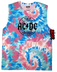 AC/DC HIGH VOLTAGE Size XL Tie-Dye Tank Top Muscle Shirt AUTHENTIC Rock NEW
