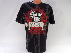 Vintage WWE SAVE US Y2J T Shirt Mens L Black w/Red Dragons & Chains Cotton G25