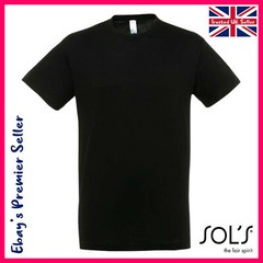 BLACK Mens Plain T-Shirt ? Sol’s Regent Cotton Tee ? New Soft Ringspun Tee