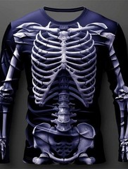 3D Printed Skull Print Men’s T-shirt Autumn Casual Long Sleeved Round Neck…