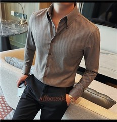 Men’s Long Sleeved Shirt Spring Fashion Slim Fit Business Casual Shirt Tops