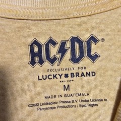 Lucky Brand ACDC Shirt Mens Medium Yellow Metal Fly On The Wall Music Rock NWT