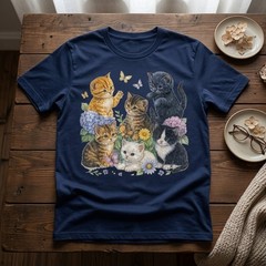 Cat Flower Floral Cute Kitten Vintage Flowers Art Cat Lover T-Shirt TA79