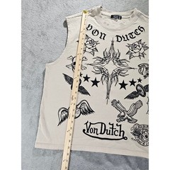 Von Dutch Originals Von Dutch Graphic Sleeveless Tank Top Large Y2K Tattoo Goth
