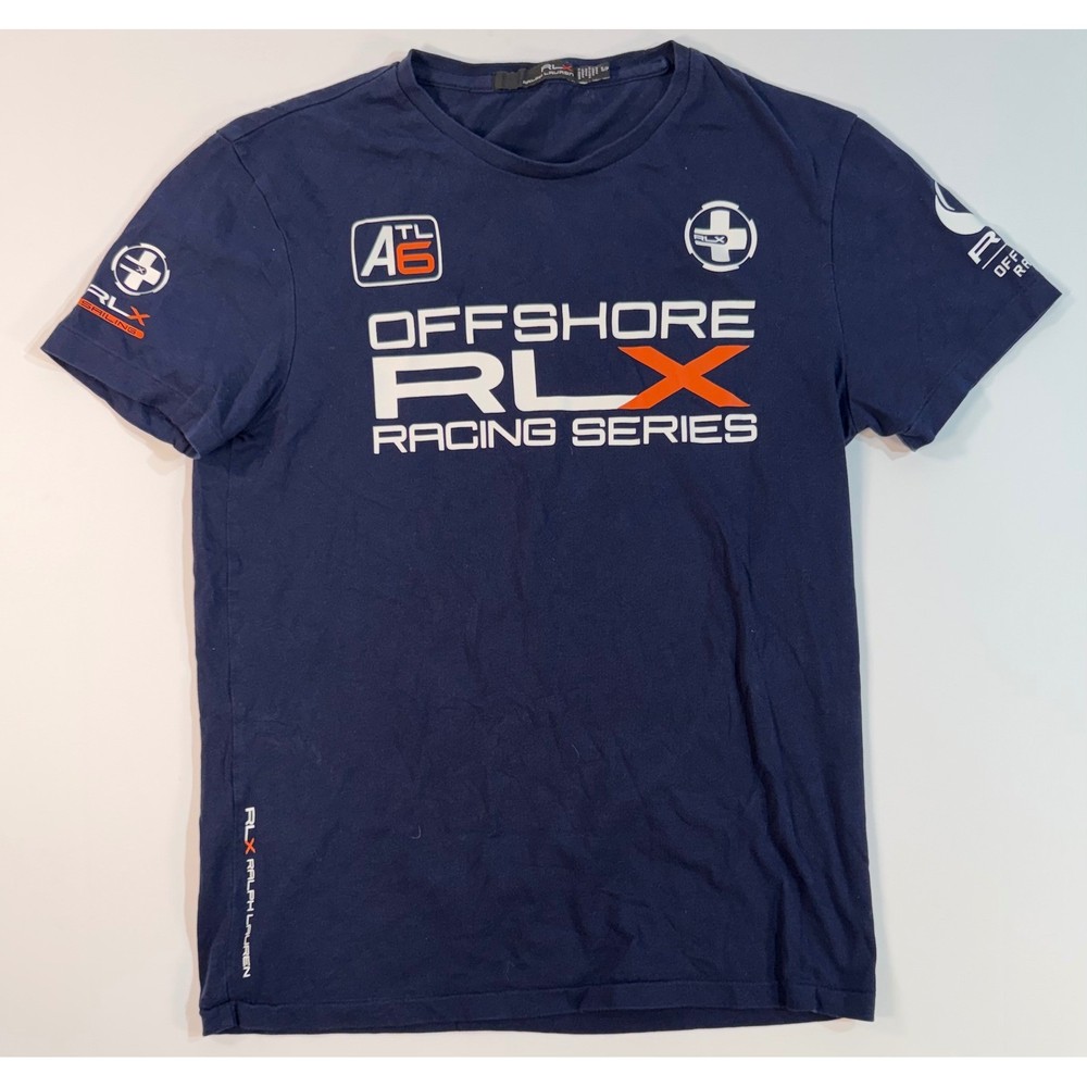 RLX Ralph Lauren Mens Offshore Racing Series Graphic T-Shirt Navy Blue Small