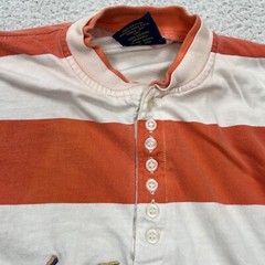 Karl Kani Jeans Shirt Mens Extra Large Orange Striped Pullover Henley