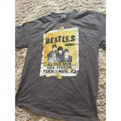 The Beatles Shea Stadium Concert Poster T-Shirt Gray 2008 Apple Corps Mens L