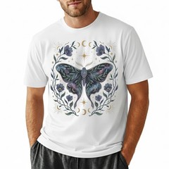 Galaxy Moth T-Shirt Celestial Moon Phase Floral Witchy Mystical Nature Gift