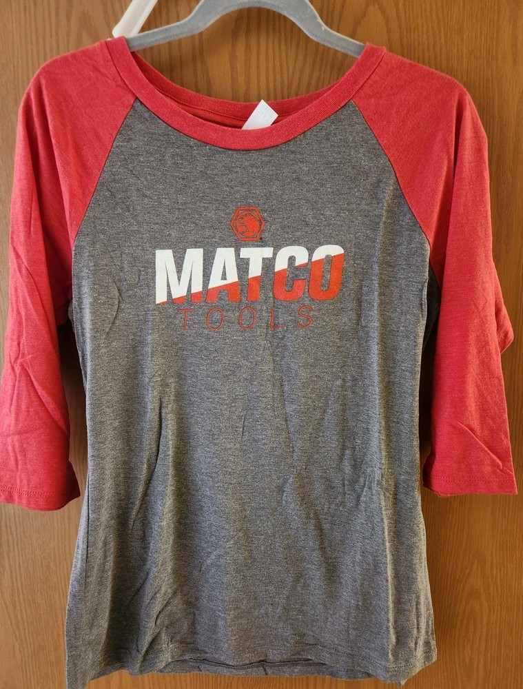 Matco Tools Raglan Baseball Tee Shirt District Perfect Tri Gray Red Size Small
