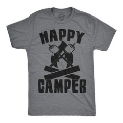 Mens Happy Camper Shirt Funny Camping Cool Hiking Graphic Vintage Tee 80s Saying
