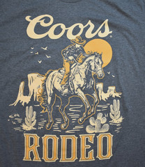 Coors Mens Coors Rodeo Cowboy On Horse Charcoal Heather Shirt New S-2XL