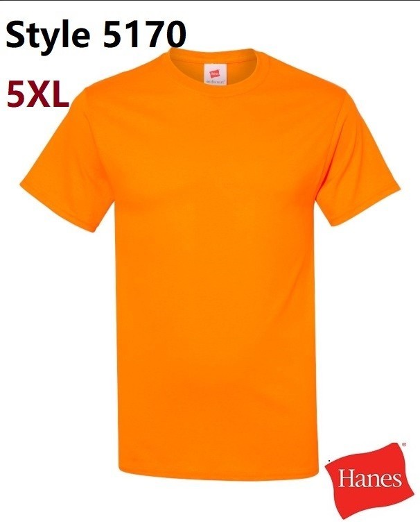 Hanes 5170 5XL EcoSmart Crewneck Short Sleeve Tee Pit to Pit 31″ Safety Orange