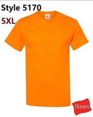 Hanes 5170 5XL EcoSmart Crewneck Short Sleeve Tee Pit to Pit 31″ Safety Orange