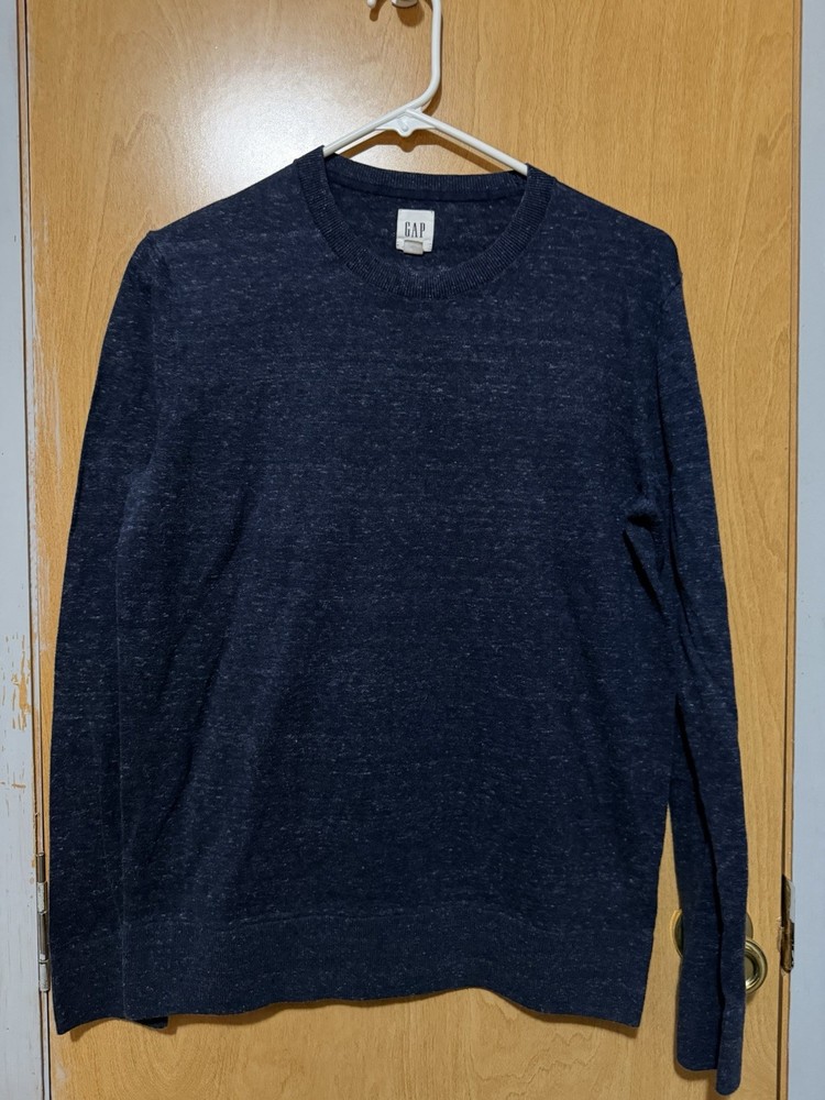 GAP men’s Blue Solid Knit Crew Neck Pullover Sweater Long Sleeve Size S
