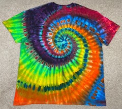 Handmade Ice Tie Dye T-Shirt XL Mens Womens Soft Cotton Blue Red Green. spiral