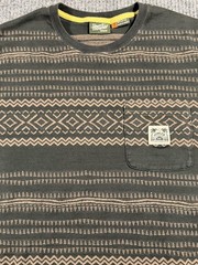 Howler Bros Shirt Mens Medium Tribal Geometric Striped Pocket Tee Brown Gray