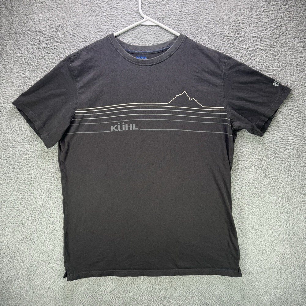 Kuhl Shirt Mens XL White Mountain Lines Graphic Tee Wildfibre Organic Cotton