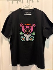 Eternity BC/AD Men’s 2XL Black Fuzzy Embroidered X-Eyed Teddy Bear Cotton Tee