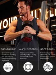 Men’s Tank Top Cotton Moisture Wicking Muscle Shirt Summer Sleeveless Gym Shirts