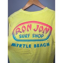 Ron Jon Surf Shop Myrtle Beach Neon Yellow Graphic T-Shirt Mens Small Pink Blue