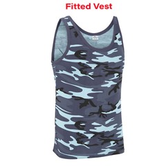Army Vest Military Combat US Sleeveless Fancy Dress Tank Top Midnight Blue Camo