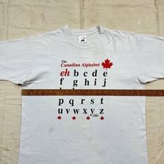 Vintage 90s The Canadian Alphabet Funny Graphic T-Shirt White 80s Men’s Size XL