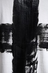 ByTheR ProjectR Mens Black White Cross Hand Painted Graphic T-Shirt Loose Fit