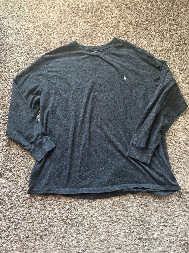 Polo Ralph Lauren Men’s Long Sleeve Crew Neck T-Shirt Dark Grey Heather Size 2XB