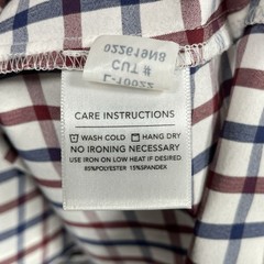 Mizzen Main Shirt M Trim Fit White Check Stretch Performance Long Sleeve Button