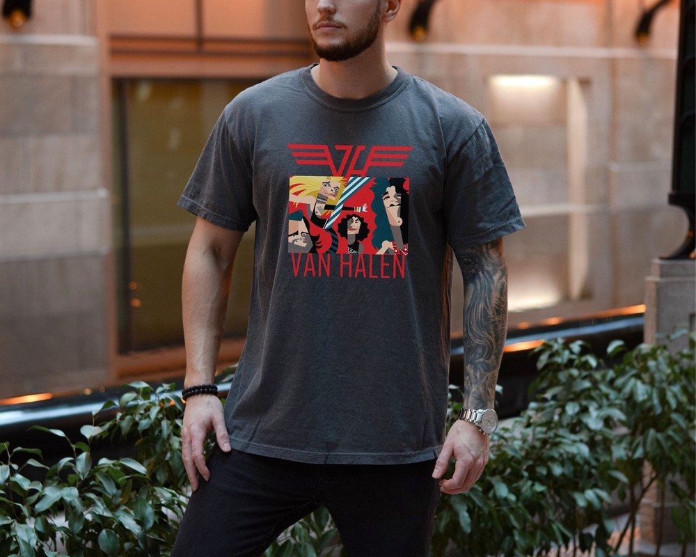 Van Halen T-Shirt Eddie Rock Band on Premium Vintage Black Comfort Colors Tee